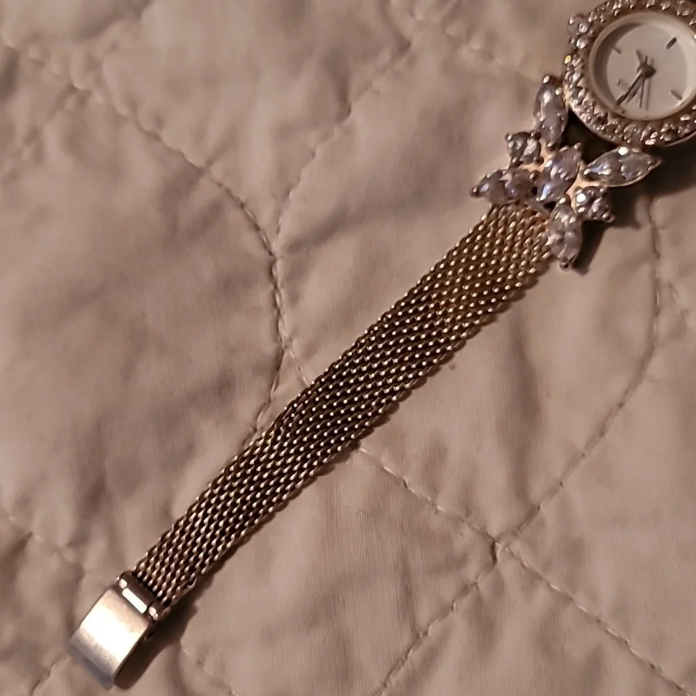 Lenox 925 Sterling Silver Stainless‎ Steel CZ Butterfly Watch Mesh Band Stunning